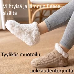 Lämpimät, liukastumista estävät neuletossut - BEIGE