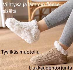 Lämpimät, liukastumista estävät neuletossut - BEIGE