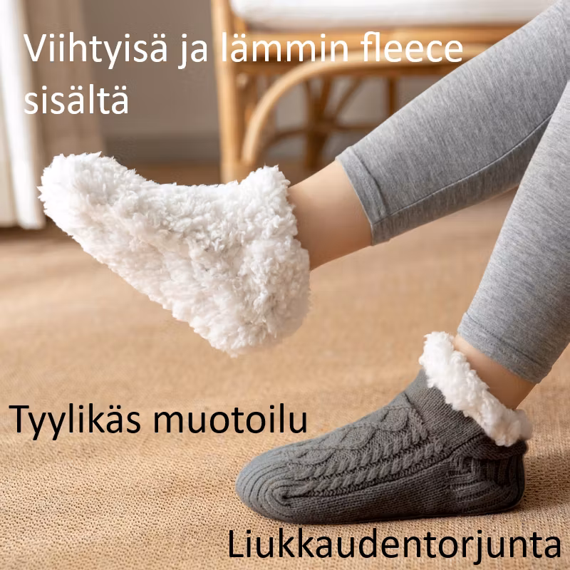 Lämpimät, liukastumista estävät neuletossut- HARMAA