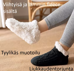 Lämpimät, liukastumista estävät neuletossut - MUSTA