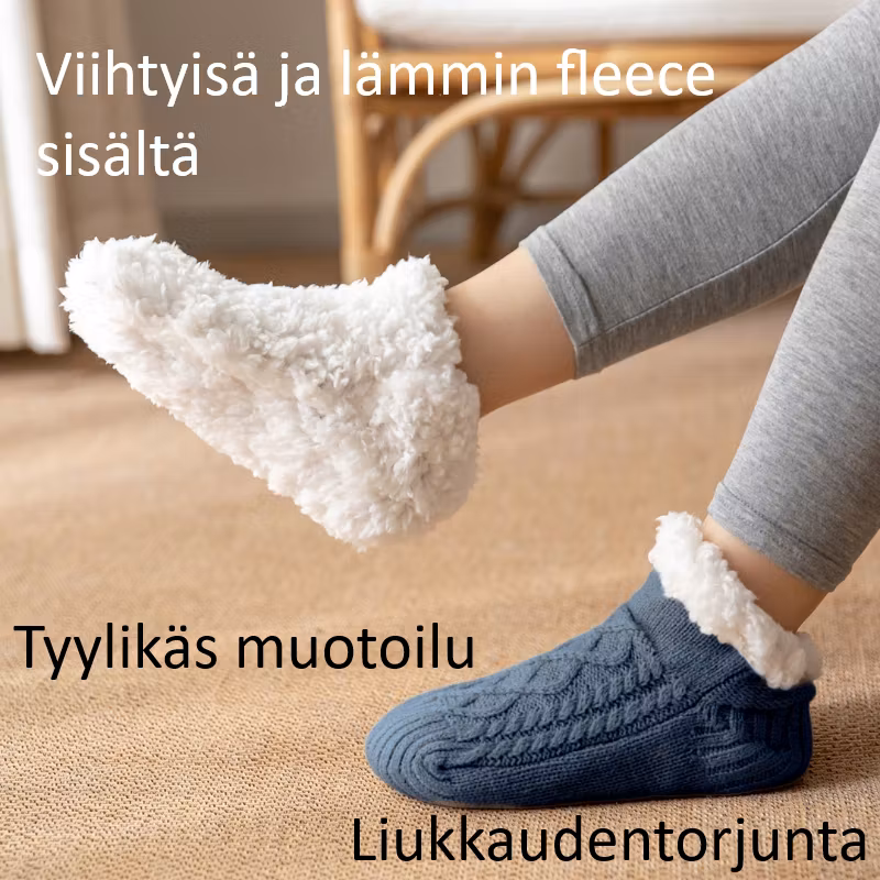Lämpimät, liukastumista estävät neuletossut - MEREN SININEN