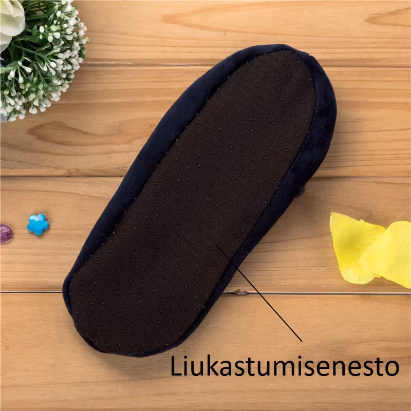 Lämpimät tossut liukuesteellä - HARMAA