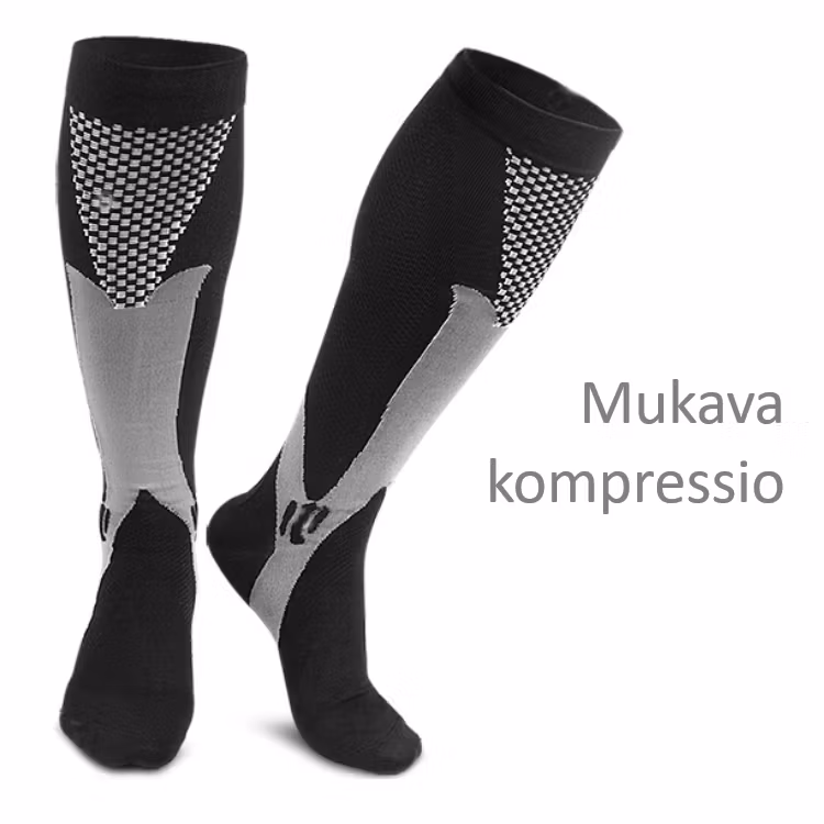 Tukisukat Sport, luokka 1, 15-21mmHg, MUSTA