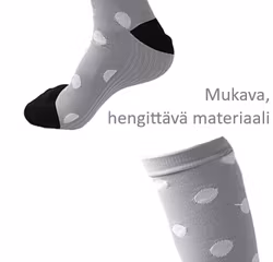 Tukisukat, harmaat, valkoiset pisteet, luokka 1, 15-21mmHg