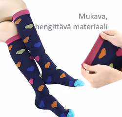 Tukisukat, tummansininen, sydän, luokka 1, 15-21mmHg