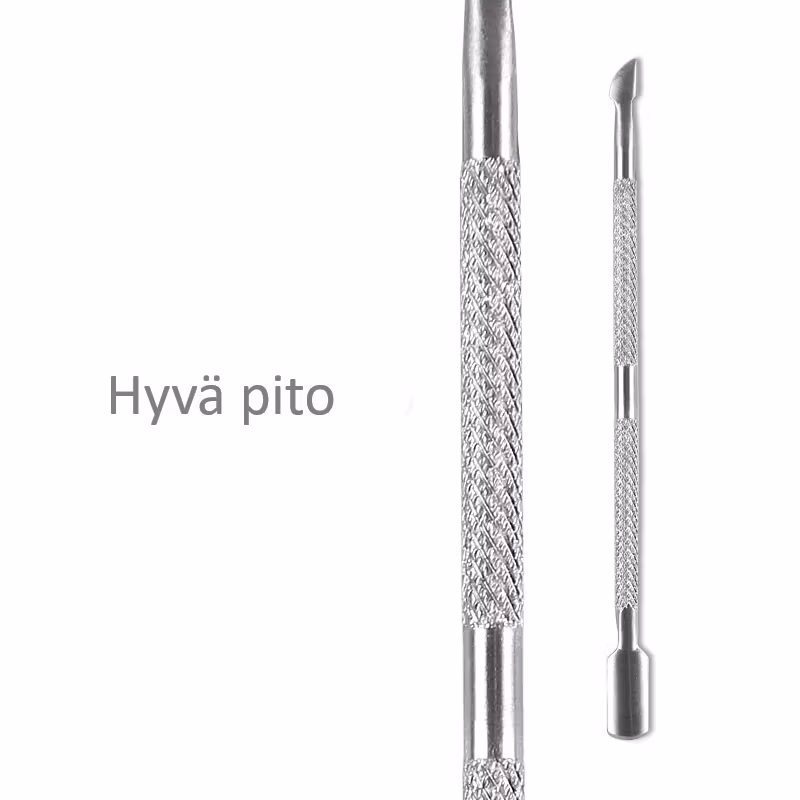 Kaksipuolinen kynsityökalu, puhdistus- ja kynsinauhojen työntäjä, ruostumatonta terästä.