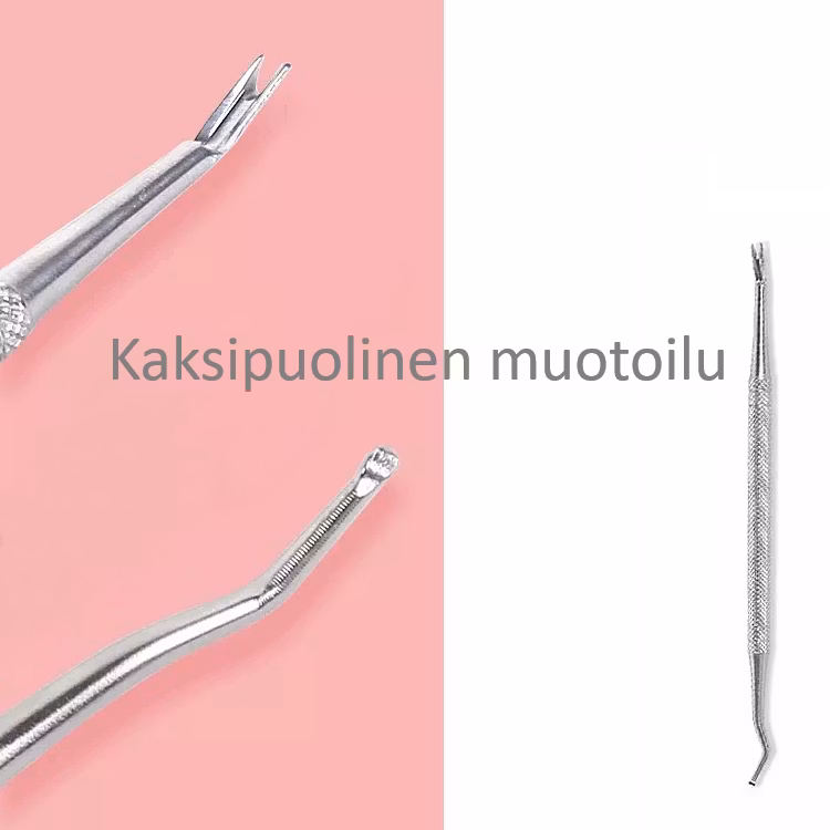 Kaksipuolinen kynsityökalu, kynsinauhaveitsi & kynsien puhdistusaine, ruostumatonta terästä.