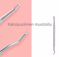 Kaksipuolinen kynsityökalu, kynsinauhaveitsi & kynsien puhdistusaine, ruostumatonta terästä.