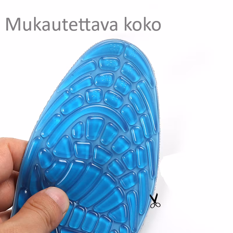 Pohjalliset, erittäin joustava, iskunvaimennus, hieronta, jalkaholvin tuki, geeliä