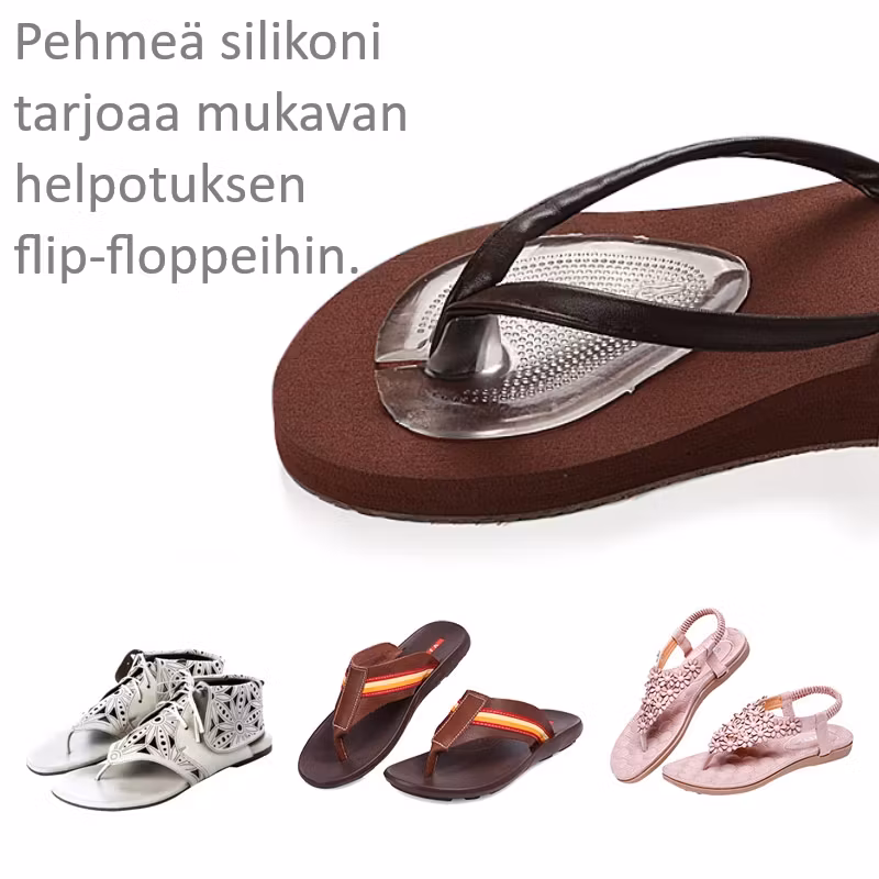 Päkiäpohjalliset, flip-floppi itseliimautuva silikoni 2kpl