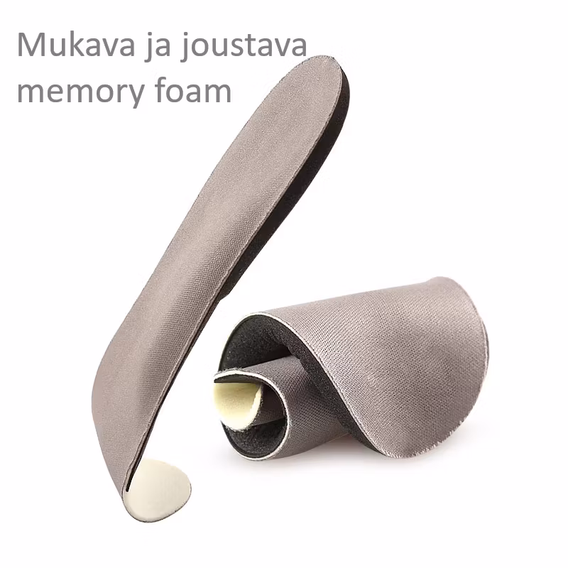 Puolipohjalliset muistivaahto, jalkaholvituki, kantapään kannattelu