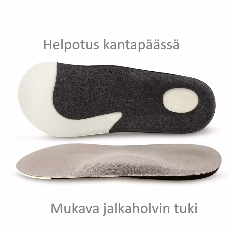 Puolipohjalliset muistivaahto, jalkaholvituki, kantapään kannattelu