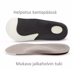 Puolipohjalliset muistivaahto, jalkaholvituki, kantapään kannattelu