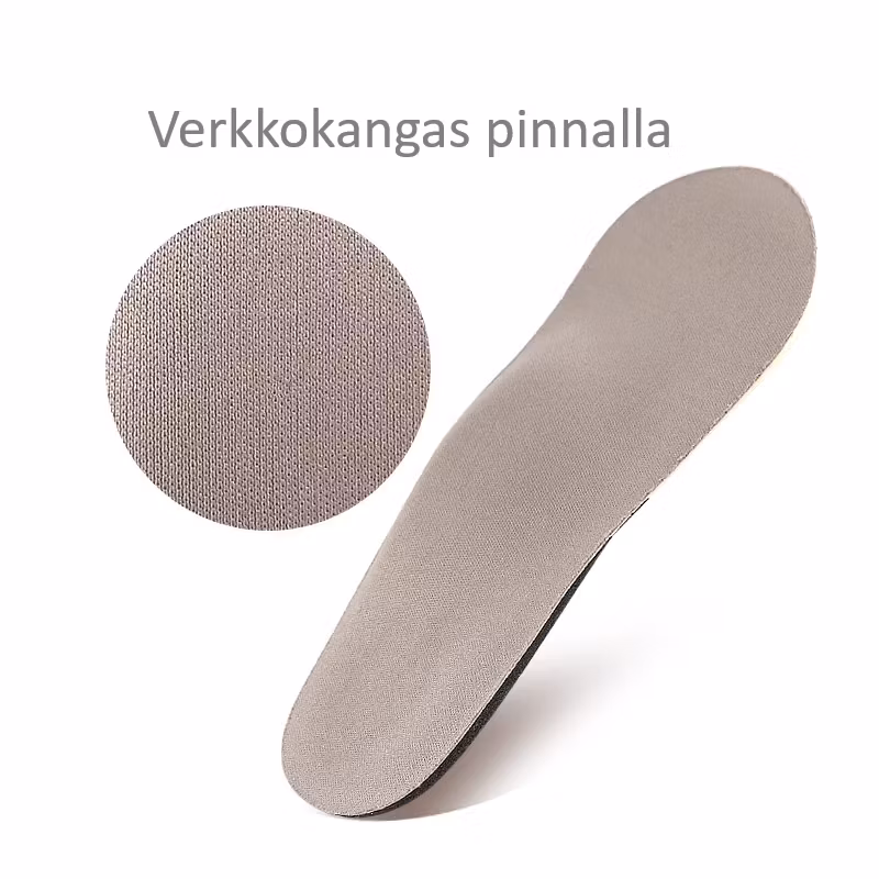 Puolipohjalliset muistivaahto, jalkaholvituki, kantapään kannattelu