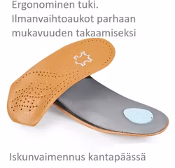 Puolipohjalliset kaarituki, iskunvaimennus kantapäähän, nahkaa