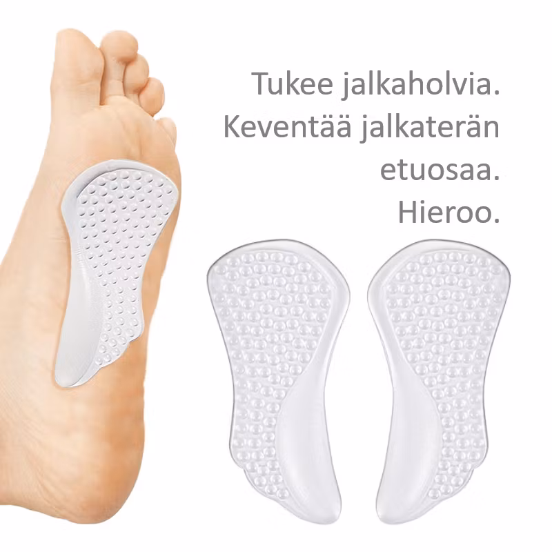 Pohjalliset,itseliimautuva silikonityyny kaarituen kanssa 2kpl