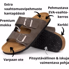Biosandaalit herra jalkarikas korkkipohja, HARMAA