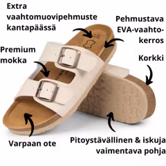 Biosandaalit nainen jalkarikas korkkipohja, LUONNONVALKOINEN