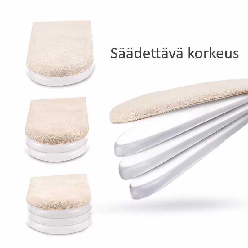 Kantakorotus, kantapääkoroke lisäkorkeutta varten – 4 tasoa, enintään 2,5 cm