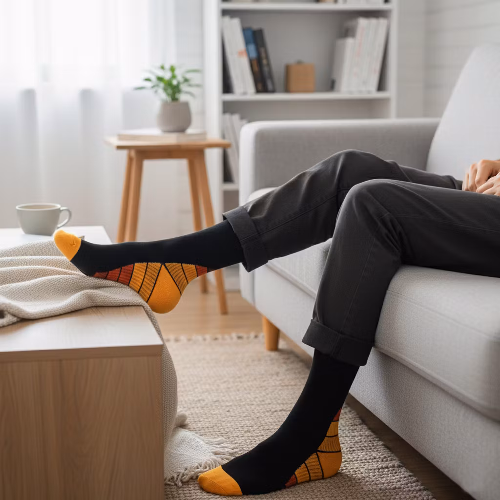 Tukisukat Vital, luokka 1, 15-21mmHg, MUSTA / ORANSSI