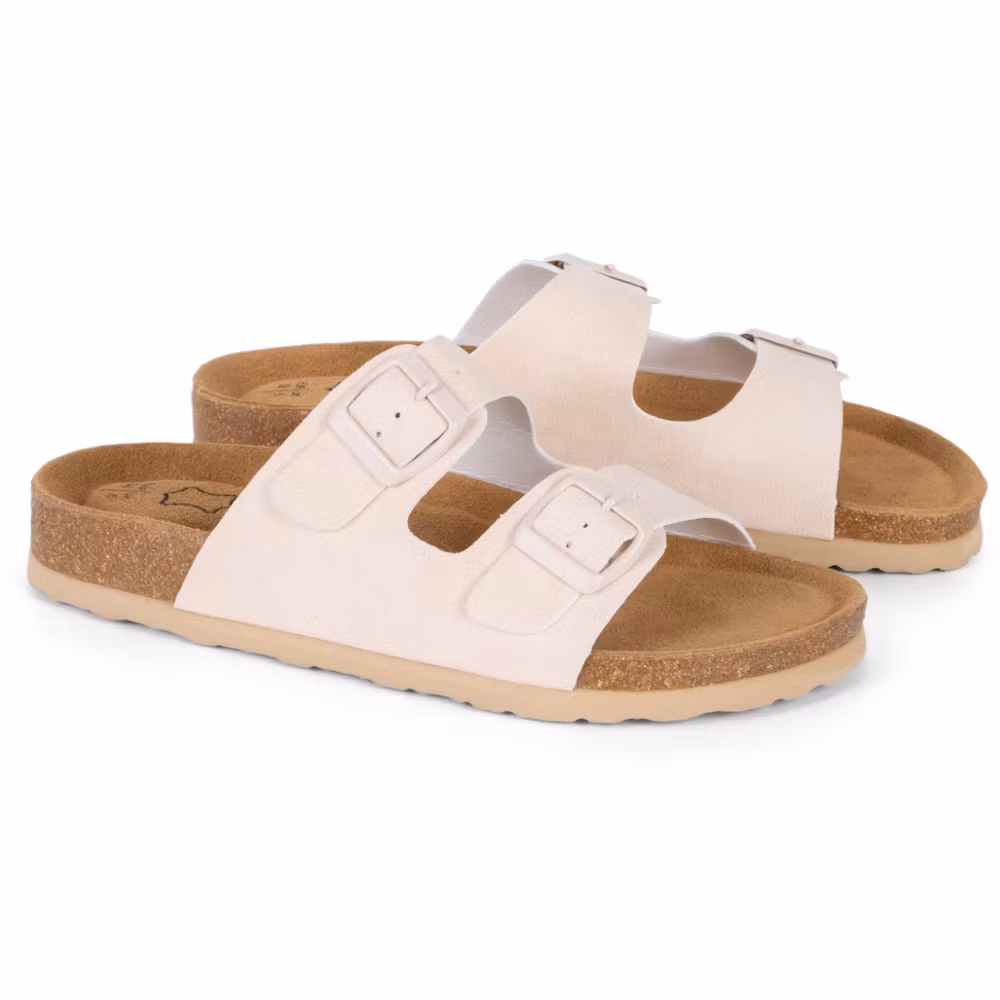 Biosandaalit nainen jalkarikas korkkipohja, LUONNONVALKOINEN