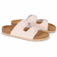 Biosandaalit nainen jalkarikas korkkipohja, LUONNONVALKOINEN