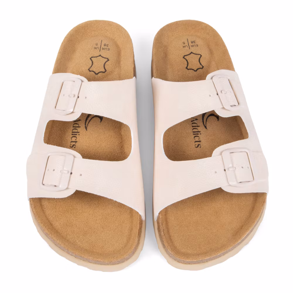 Biosandaalit nainen jalkarikas korkkipohja, LUONNONVALKOINEN