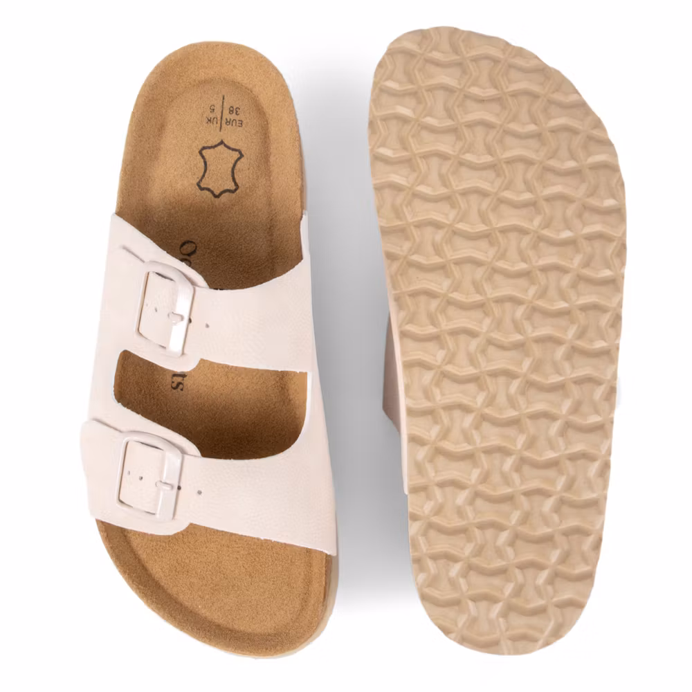 Biosandaalit nainen jalkarikas korkkipohja, LUONNONVALKOINEN