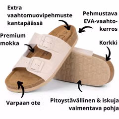 Biosandaalit nainen jalkarikas korkkipohja, LUONNONVALKOINEN