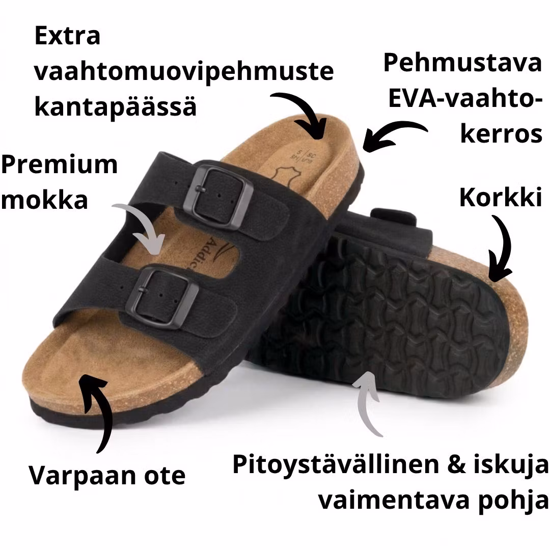 Biosandaalit nainen jalkarikas korkkipohja, MUSTA