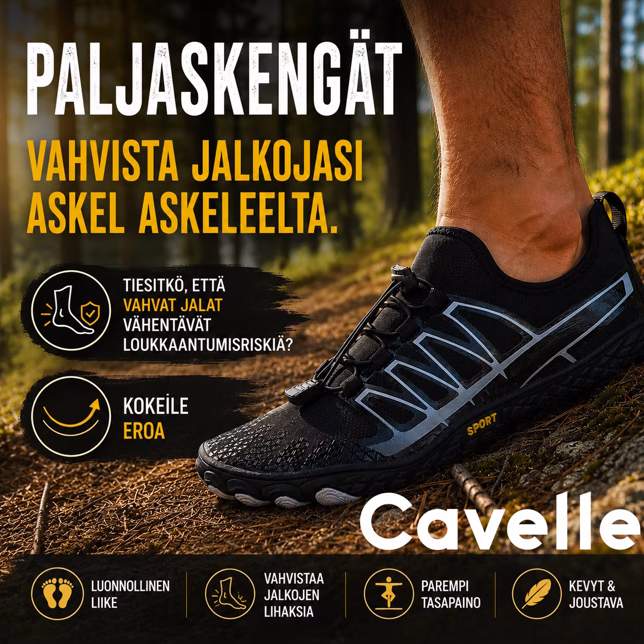 Cavelle Paljasjalkakengät Sport MUSTA