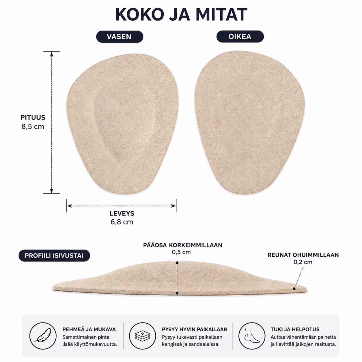Etujalkatyyny, pehmeä silikonityyny, flanelli 2kpl