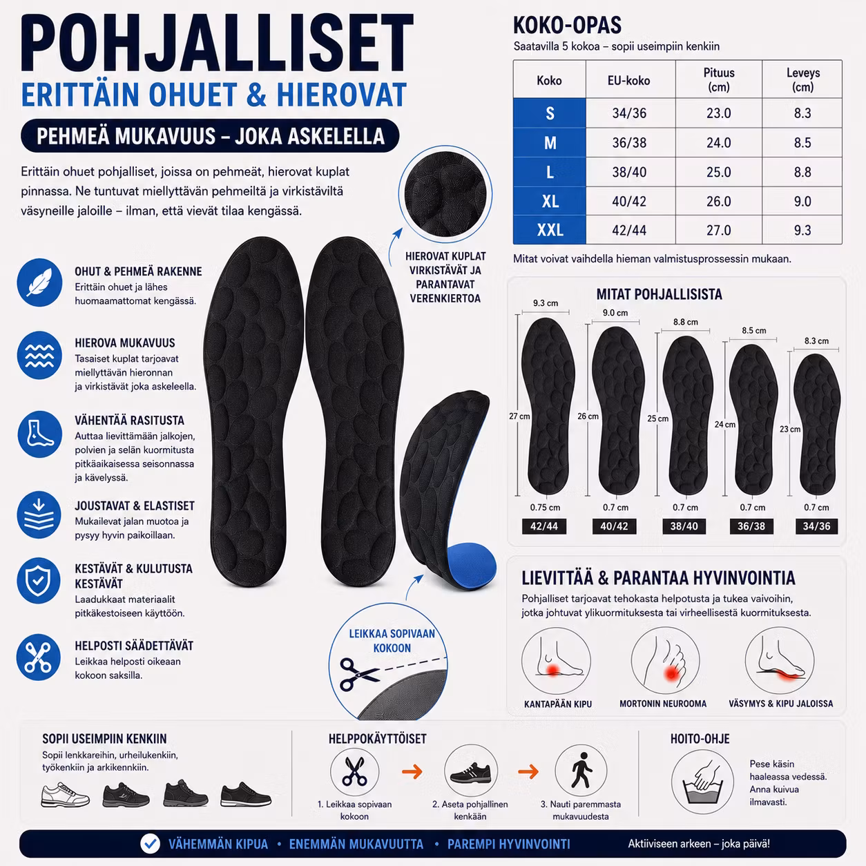 Kenkäpohjalliset mukavuus, hierova, ultratiivis
