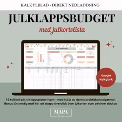 Digital produkt - Julklappsbudget med julkortslista