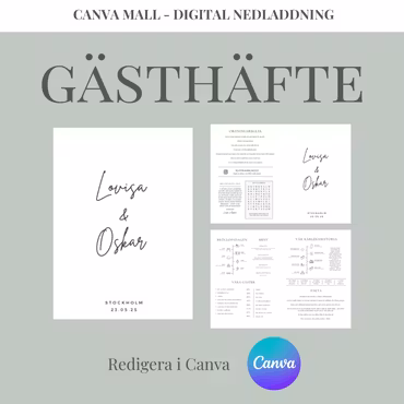 Bröllop - Gästhäfte A5 (Canva Mall)