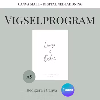 Bröllop - Vigselprogram (Canva Mall)
