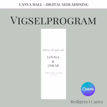 Bröllop - Vigselprogram Stående (Canva Mall)