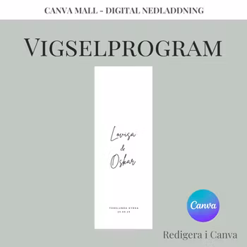 Bröllop - Vigselprogram Stående 1 (Canva Mall)