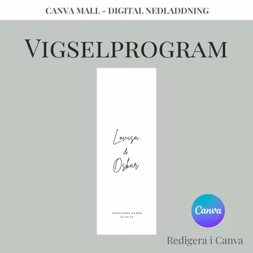 Bröllop - Vigselprogram Stående 1 (Canva Mall)