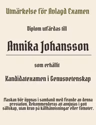 Flasketikett - Diplom
