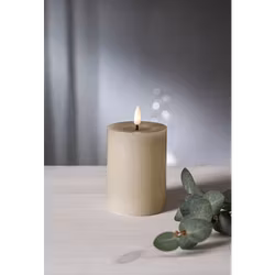 Beige LED Blockljus Flamme Flow 12,5cm