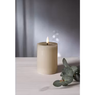Beige LED Blockljus Flamme Flow 12,5cm