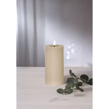 Beige LED Blockljus Flamme Flow 17,5cm