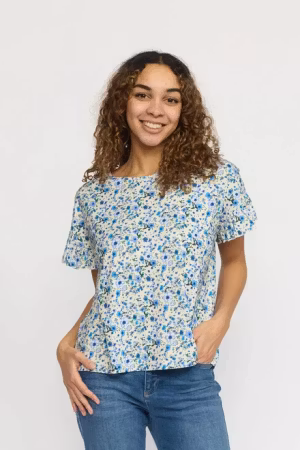 2-Biz - Tulia Top Blue Flower
