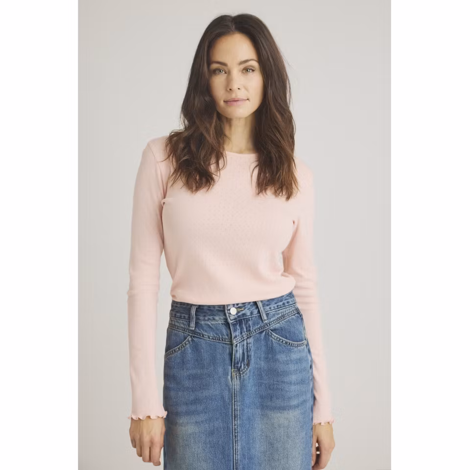 Luxzuz - Pointelle T-Shirt Rosa