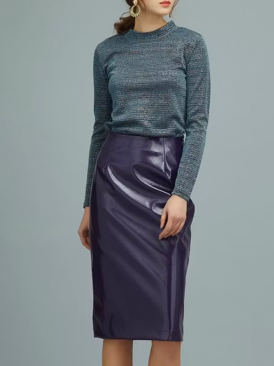 Neon Faux Leather Skirt - Purple