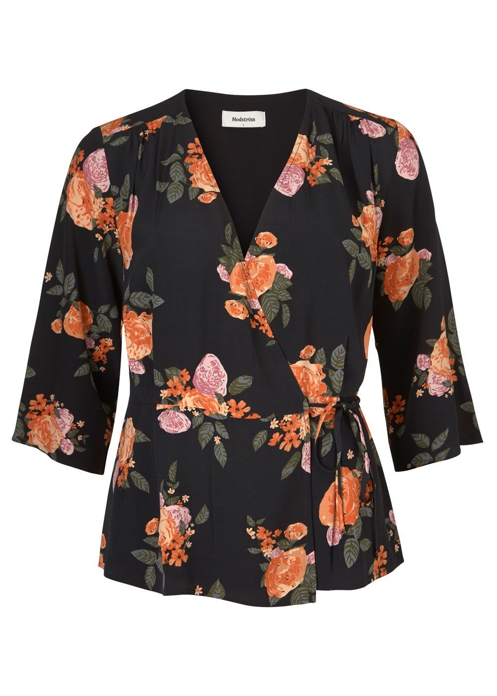 Kendall Print Wrap Top - Rose Garden