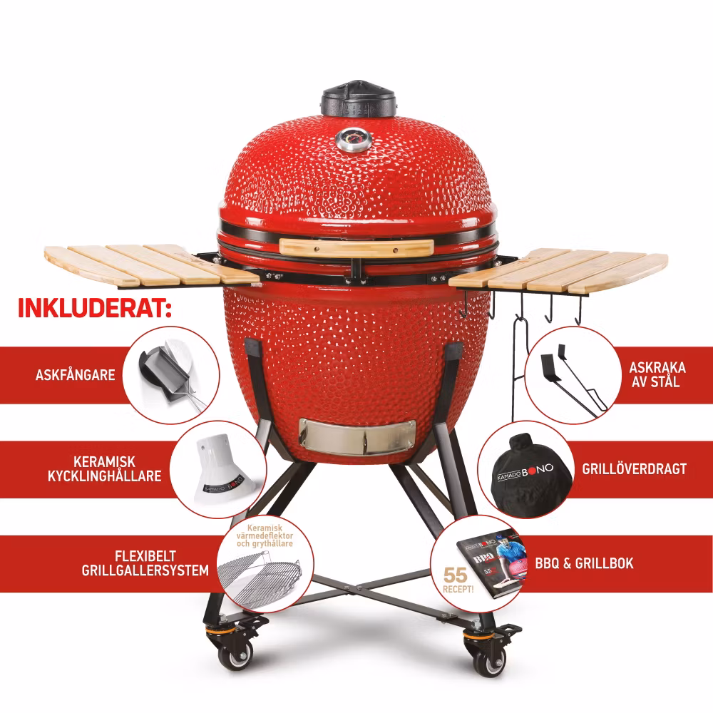Kamado Bono Grande Röd 59 cm med startpaket