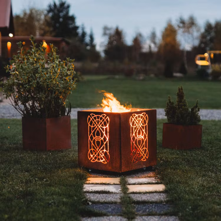 Corten Eldstad Utomhus Laterna