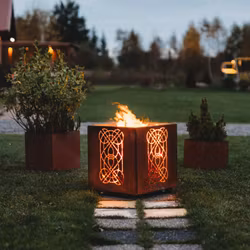 Corten Eldstad Utomhus Laterna